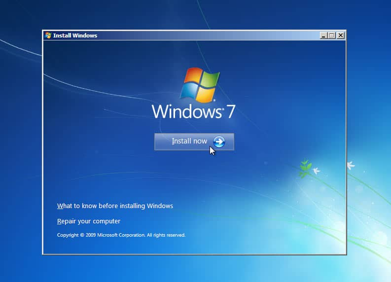 Windows 7 Install Now Button 8