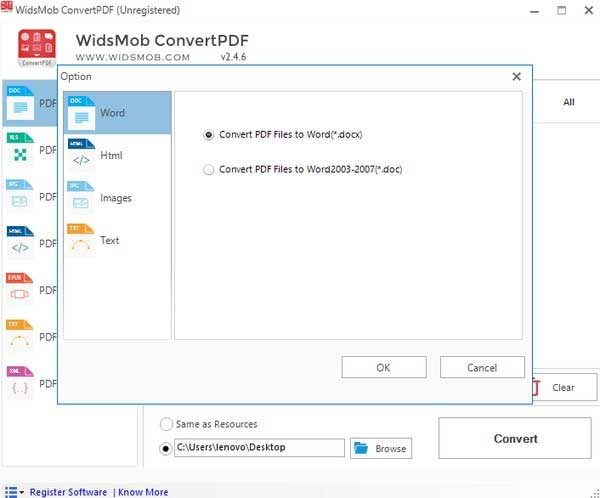 WidsMob ConvertPDF Pro Output Setting